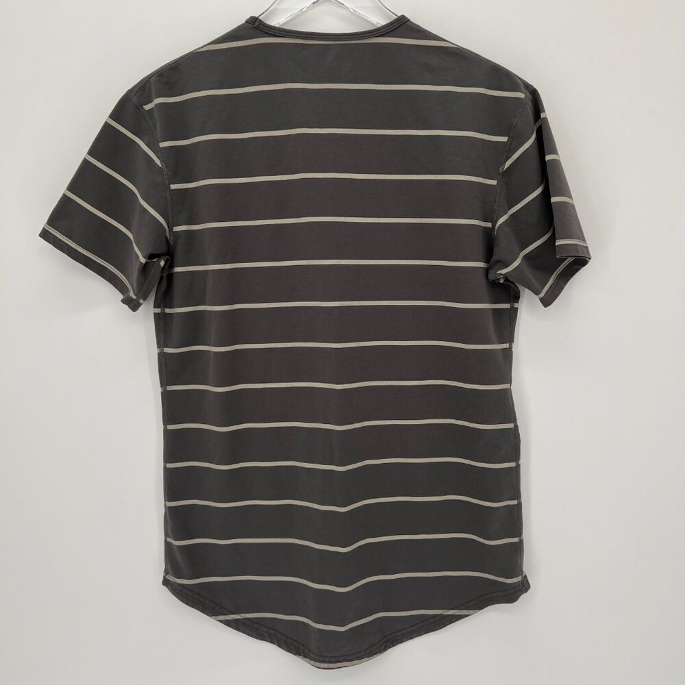 BYLT Drop Cut Short Sleeve Lux Size S T-Shirt Curved Hem Striped Gray Athletic - Picture 5 of 8